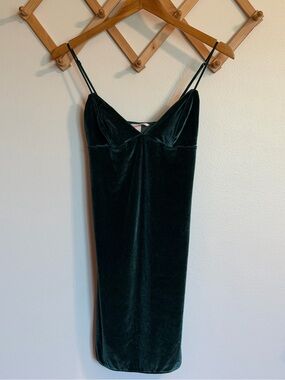 Victoria's Secret Vintage Emerald Velvet Slip Mini Dress